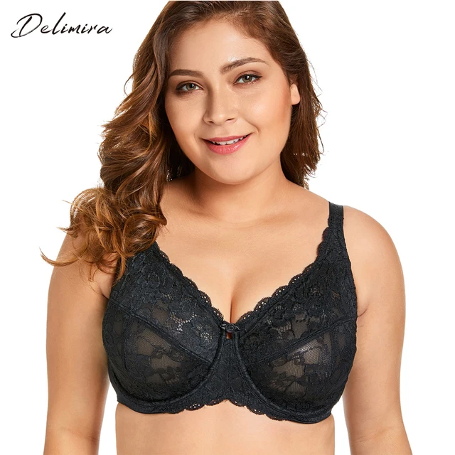 Cheap Delimira Women's Sheer Lace Full Figure Unlined Minimizer Bra Cheap Delimira Women's Sheer Lace Full Figure Unlined Minimizer Bra