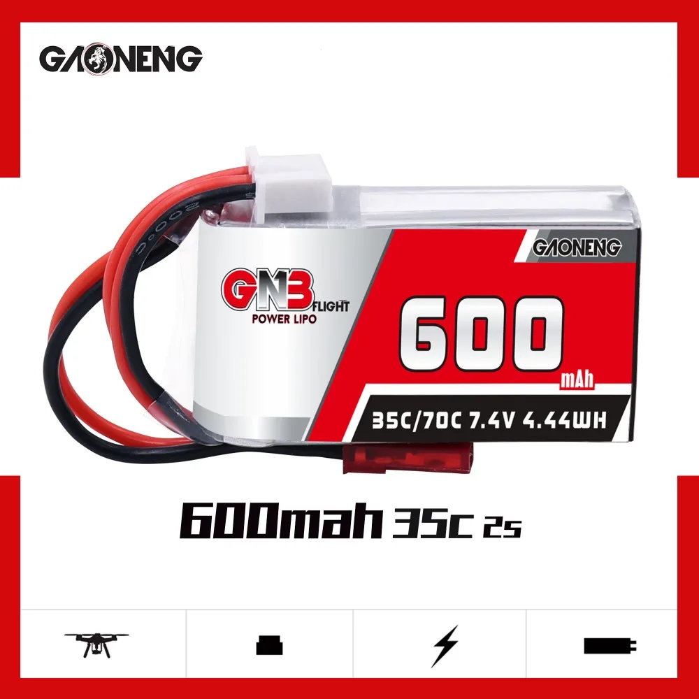 2 шт Gaoneng 600mAh 2S 7,4 V 35C/70C Lipo аккумулятор с разъемом JST/XT30 для DYS FPV гоночный Дрон 4 оси RC Дрон FPV гоночный Дрон