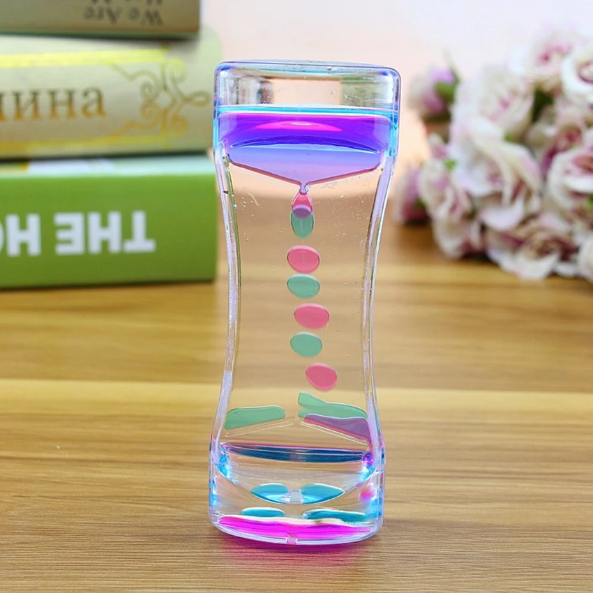 Жидкое движение Bubbler таймер Двойные цвета масла песочные часы с пузырями успокаивающий визуальный датчик Расслабляющая игрушка, отличный подарок для мальчиков