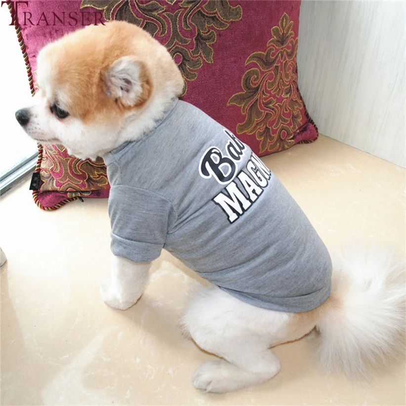 Одежда для собак с магнитным буквенным принтом, летняя серая футболка для маленьких собак 80406