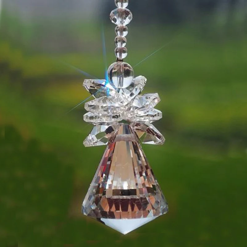 1PCS 30mm 40mm Hanging Chakra Crystal Handmade Angel Crystal Ball Suncatcher Pendant Window Ornament