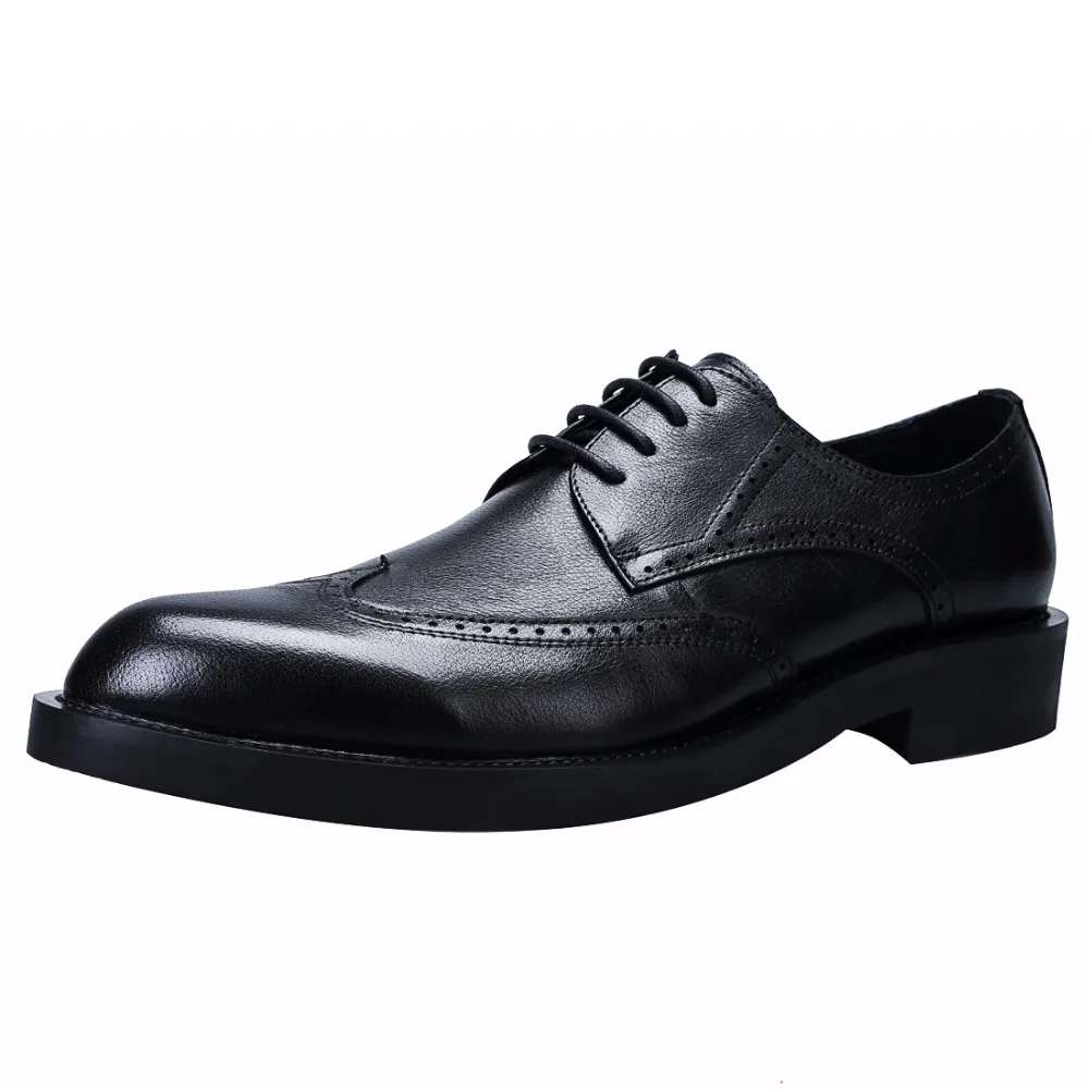 Big Size British font b Men s b font Genuine Leather Retro Carved Business Dress font