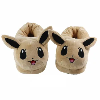 

New Arrival 1Pair Cute Eevee Plush Shoes Stuffed Plush Slippers Indoor Adult Slippers Free Shipping