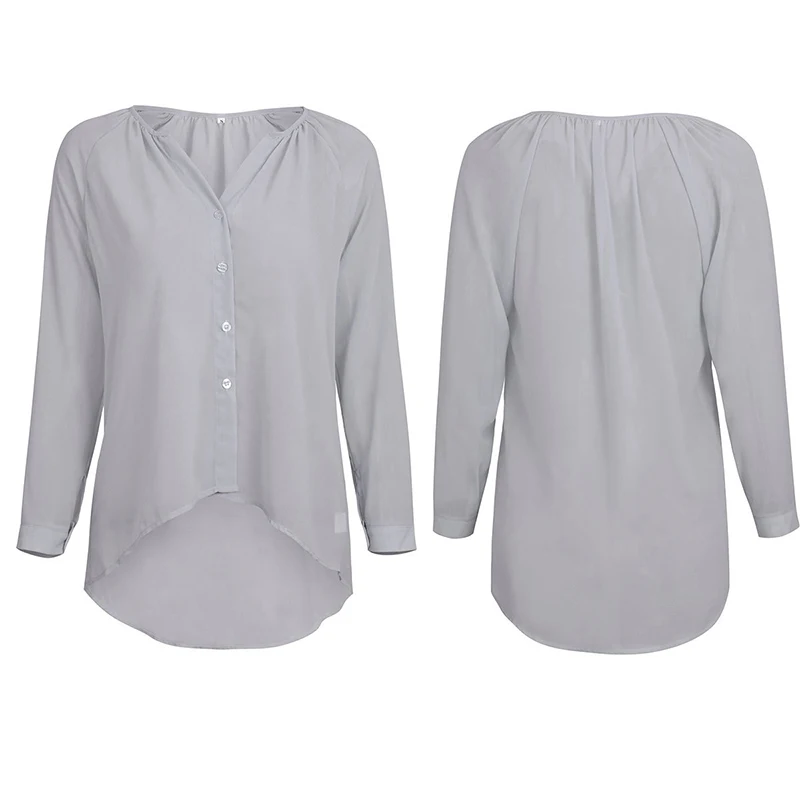 Блузка для женщин Свободные шифоновая блузка blusas mujer de moda 2019 одноцветное цвет без воротника с длинным рукавом повседневное vogue новое