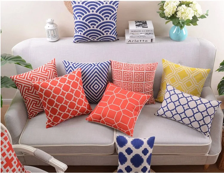18 oriental geometric cotton linen cushion cover sofa decorative throw pillow car chair home decor