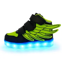 Le nouveau 2017 led chaussures avec ailes usb de charge enfants led chaussures Garçons et filles sneakers avec des lumières enfants nouvelle sneaker enfants