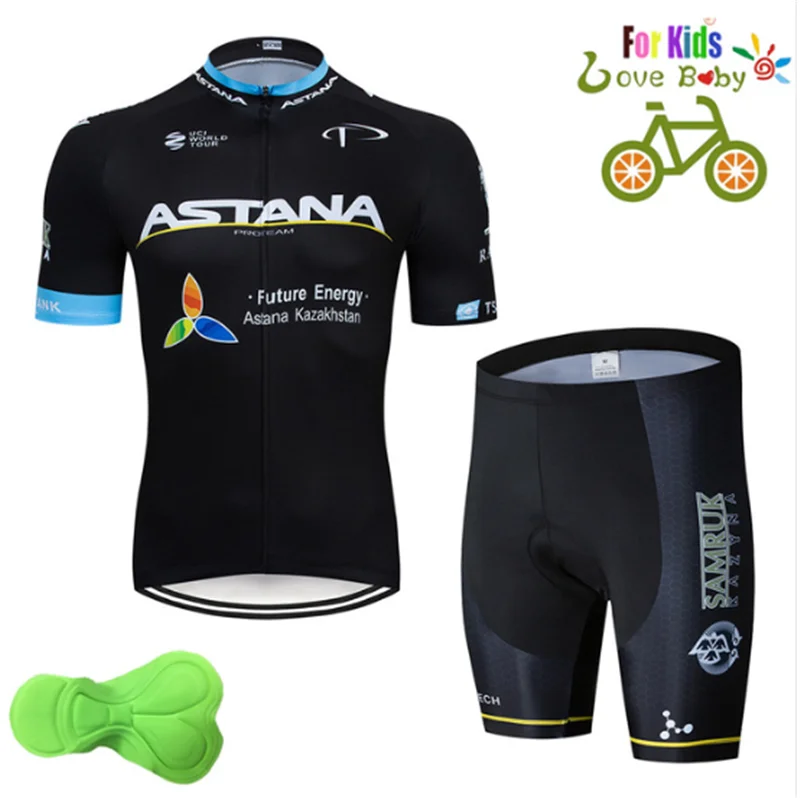 2019 Astana de verano de los niños camiseta conjunto de ropa para niños bicicleta pantalones cortos para niños conjuntos de equipos bicicleta ciclismo ropa