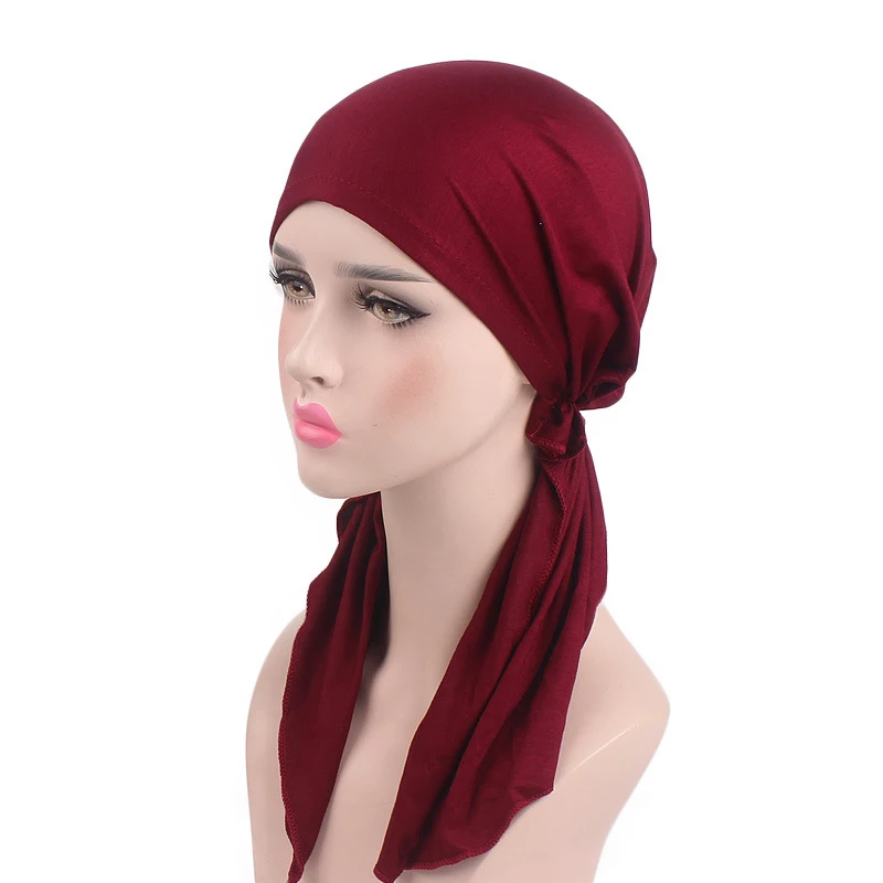 Модные мусульманский тюрбан шапки Твердые Модальные внутренние хиджабы шляпа исламские женские мягкие эластичные обруч головной убор хиджаб головные уборы