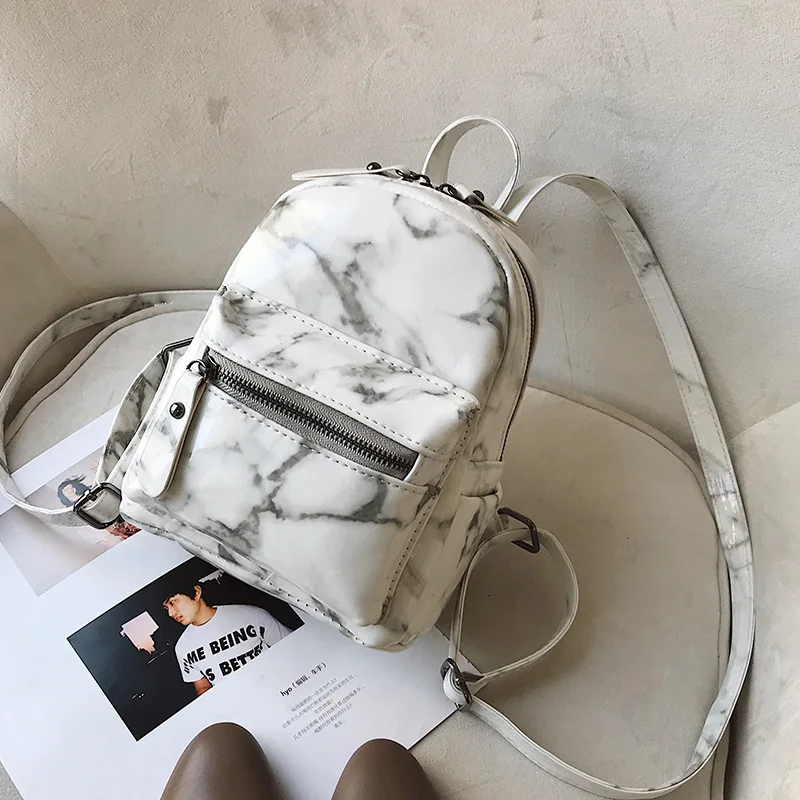 

New 2018 Marble Pattern Shoulder Bag Female Korean Version Of The Summer New Personality Fashion Girl Small Bag Mini Backpack