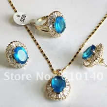 2 шт. голубой циркон серьги ring8 кулон набор Ad220jj