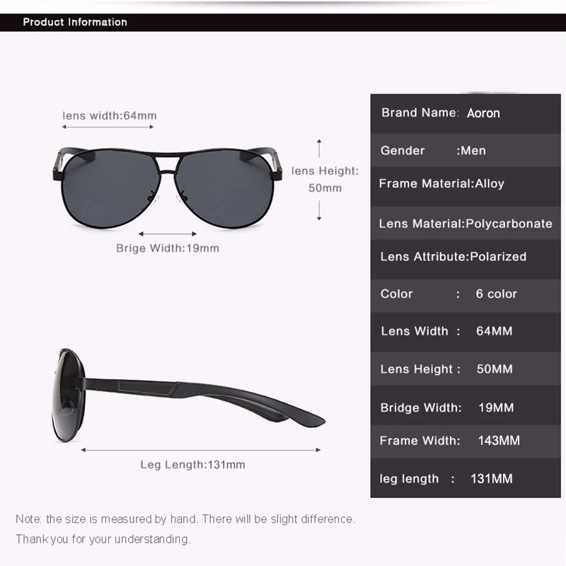AORON, мужские поляризованные солнцезащитные очки, мужские, для вождения, HD, очки, зеркальные, поляризационные, солнцезащитные очки, металлическая оправа, oculos de sol masculino, UV400