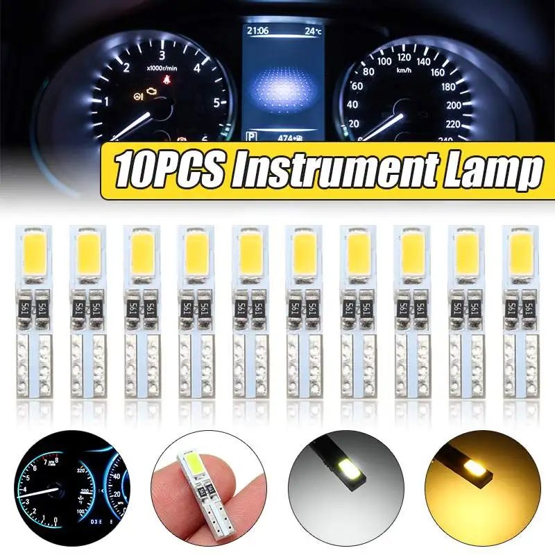 

2/4/10/20/50PCS Car Auto LED T5 W3W 5730 SMD Side Bulb Instrument Cluster Panel Light Speedometer Gauge Dashboard DC 12V