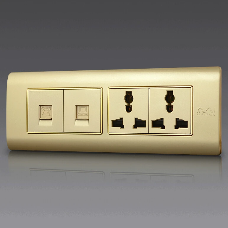 

Free Shipping, Kempinski Luxury Telephone and Computer With Wall Double Electrical Socket, Multifunction Power Outlet, 197*72mm