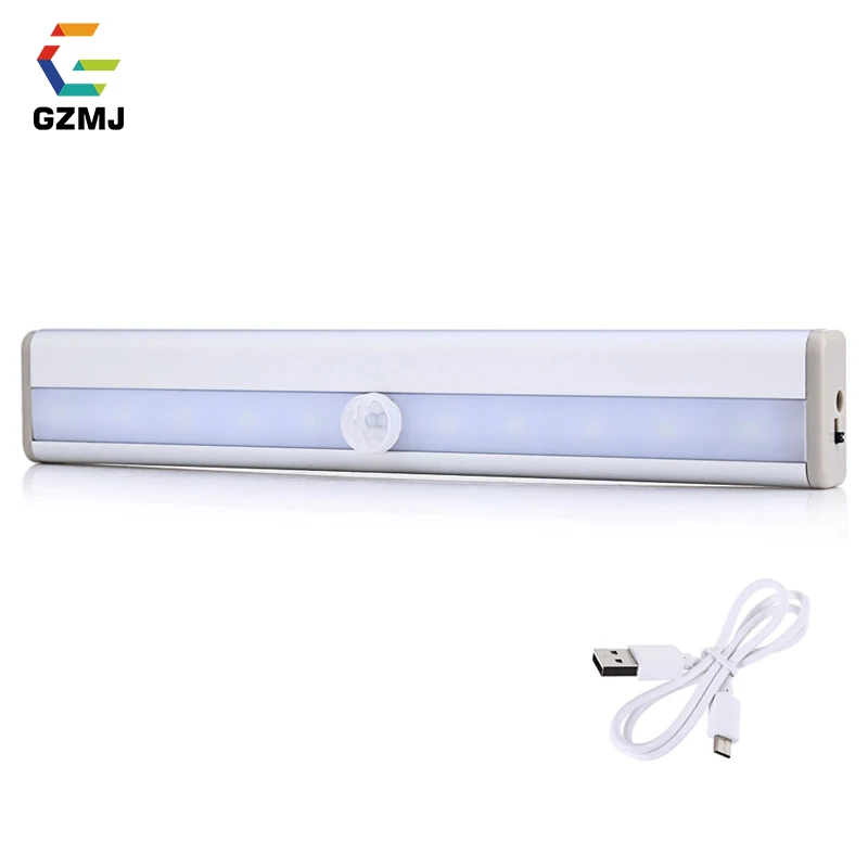 

GZMJ 10 LEDs Emergency Night Light Wall Lamp Warm/Cold White USB Rechargeable Wireless Motion Sensor Night Lamp