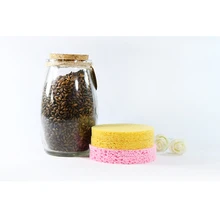 Розовый желтый Для женщин девочек натуральный утепленная хлопковая целлюлоза круглый мягкий косметический слойка масло моющее спонж для очищения кожи 2 шт./компл