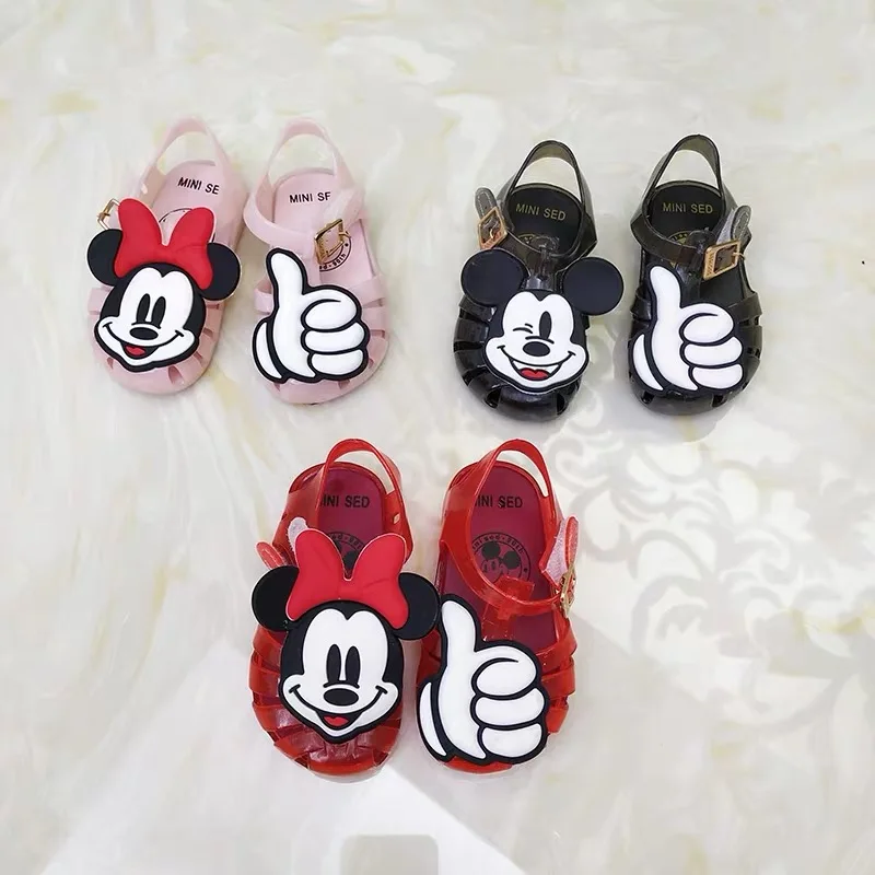 Симпатичный мини Мелисса Микки сандалии для девочек 2019 Новый Желейный Кристалл Melissa/детские туфли Микки и Минни Маус Женские тапочки обувь
