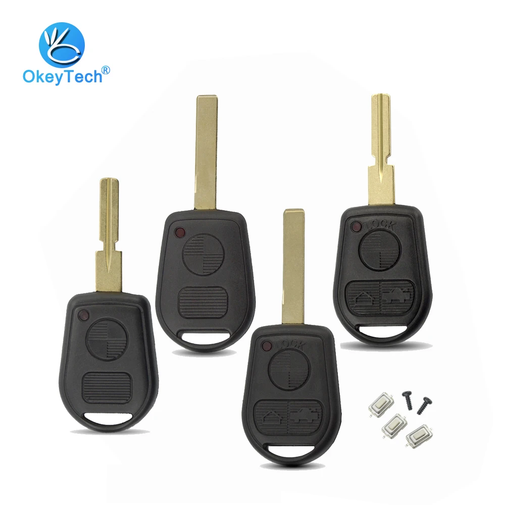 

OkeyTech 2/3 Button Uncut HU92/HU58 Blade Key Shell Cover Llave for Bmw E46 E90 E60 E34 E38 E39 E46 X5 Z3 with Switch and Screw