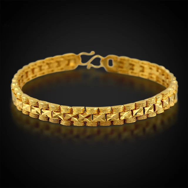 Gold Bracelet for Women Gold Color & Brass,Femme Dubai Bangles Africa ...