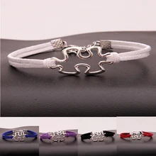 Прямая поставка, бесконечность головоломки Очаровательные кожаные браслеты& браслеты-кольца с головоломки знак Обёрточная бумага веревка браслет осознание аутизма ювелирные изделия 8 Цвета