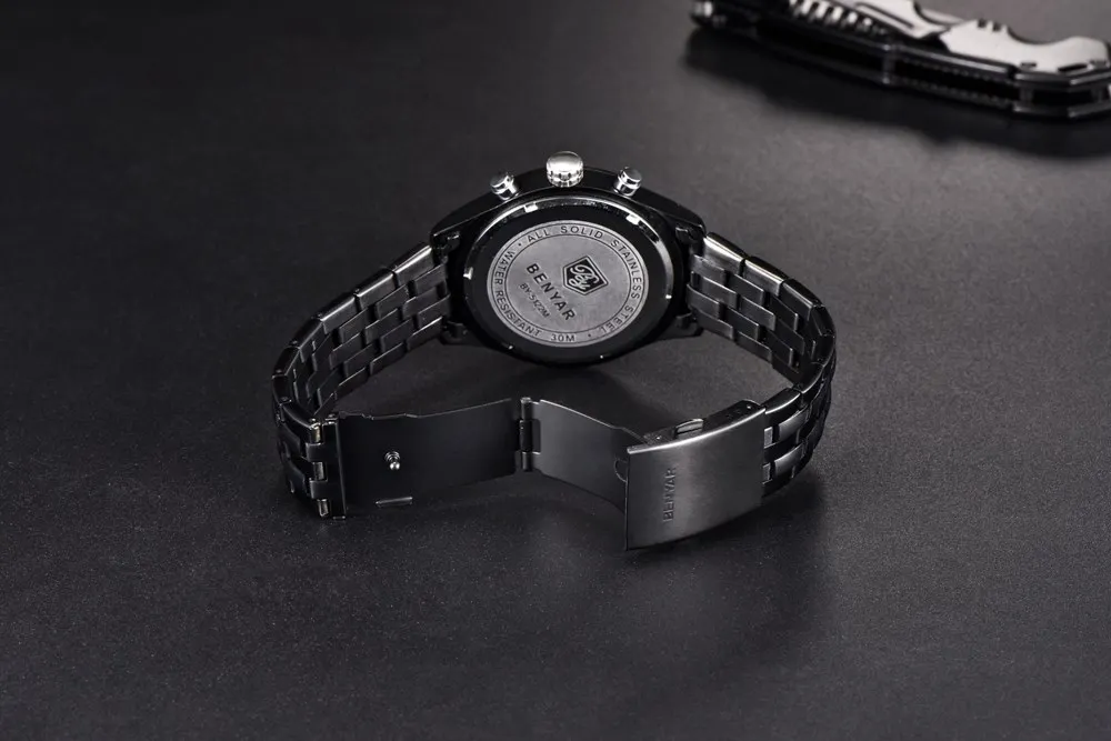 BENYAR брендовые стальные мужские часы Бизнес водонепроницаемые кварцевые спортивные часы для мужчин синий циферблат Мужские часы Часы relogio