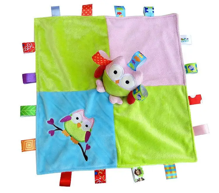 Детское комфортное полотенце для спокойного сна, прорезывающие ткани, плюшевые куклы с мультяшными животными для детей 0-18 месяцев
