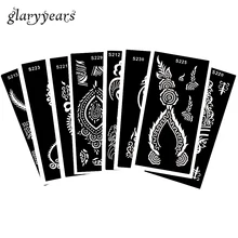 8 штук Для женщин тела Краски Art индийская хна тату трафарет Рисование пастой цветочный узор тело Art Инструмент татуировки трафарет S200#02