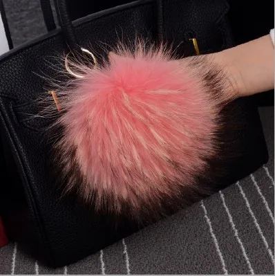 7 Pink Брелок Реальная Мех Енота Пом Пом Мяч Брелок Сумки Аксессуары Цепи Смешанных Цветов Большой Размер Мяч брелки Аксессуары, Сумки Брелок Мех помпон брелок для ключей - Цвет: 7 Pink
