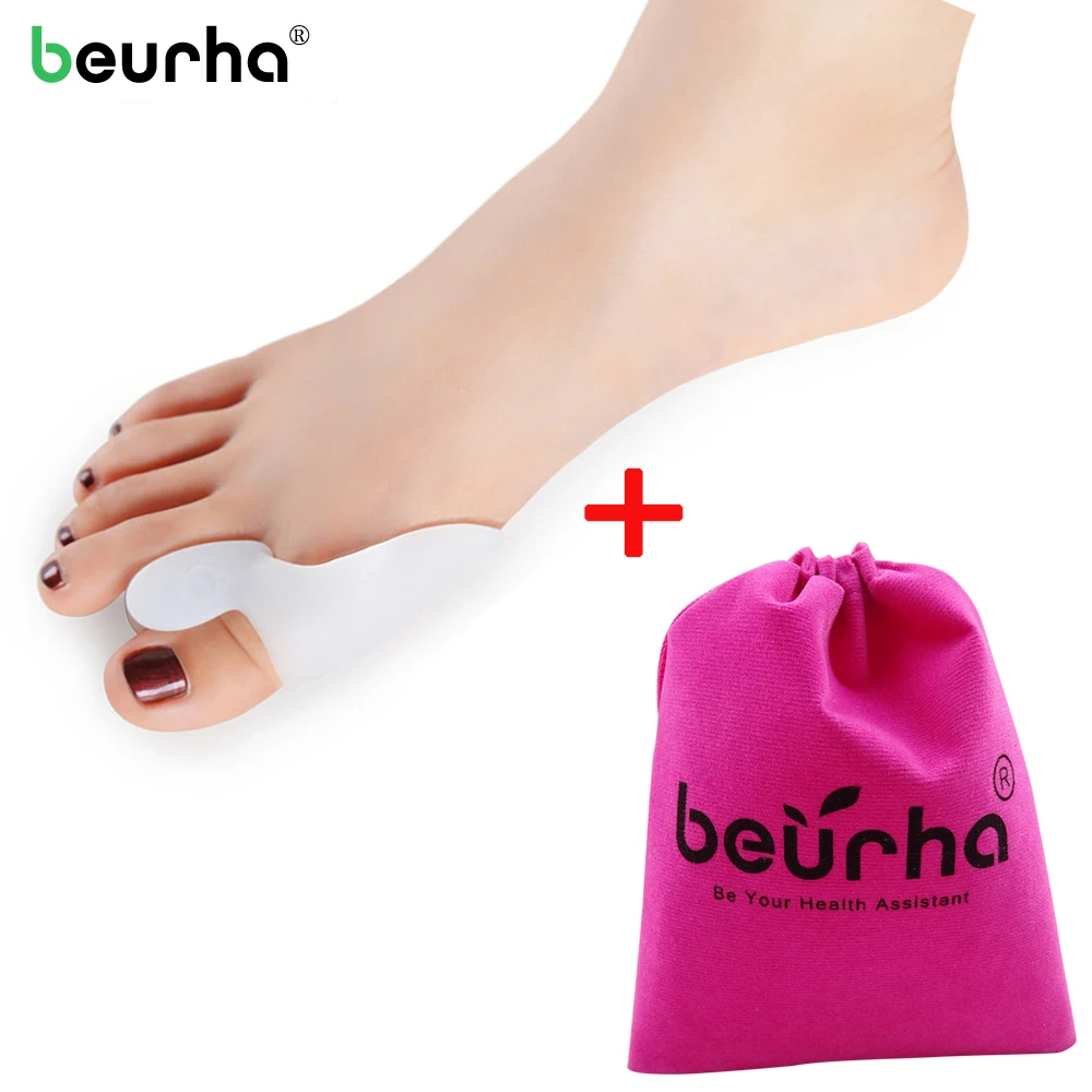 

2PCS Bunion Silicone Gel Big Toe Protectors Bunions Fingers Splint Thumb Adjuster Corrector Spreader Foot Care Tool with Bag