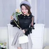 2018 Spring Summer Women Blouse Sweet Hollow Out Floral Lace Shirt Female Flare Sleeve Slash Neck Mesh Blouses Short Tops AB815 4