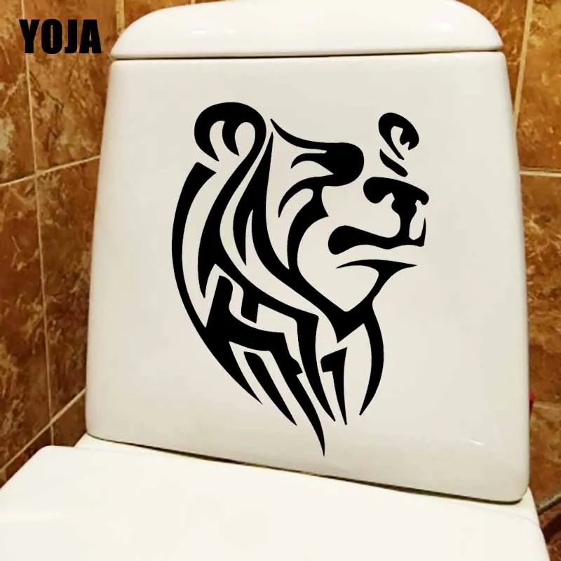 YOJA 17.9X24.7CM наклейки для унитаза с львиной головой в виде большого кота спортивная