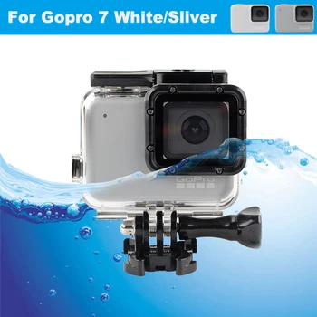 

Waterproof Housing Shell for GoPro Hero 7 White Silver Diving Protective Case underwater 45m Go Pro Hero7 Camera Accessories