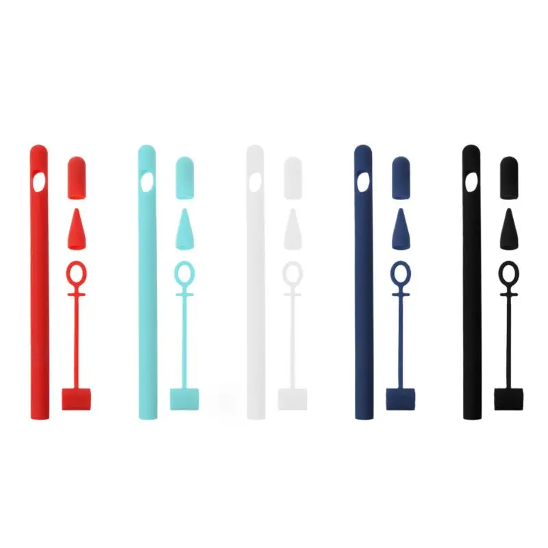 4в1 Мягкий силиконовый чехол для Apple Pencil iPad Кепка Pro Анти-потерянный Чехол держатель планшета Сенсорная кожа ручка защитный комплект-сумка