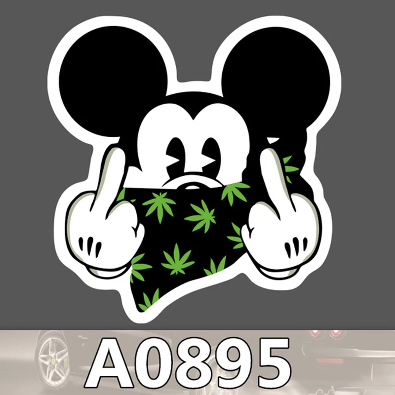Mickey Mouse Gangster Sticker Hip Hop Middle Finger Graffiti