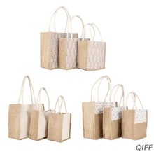 Женская сумка кружевная Льняная сумка-тоут Повседневная многоразовая сумка через плечо сумка для покупок