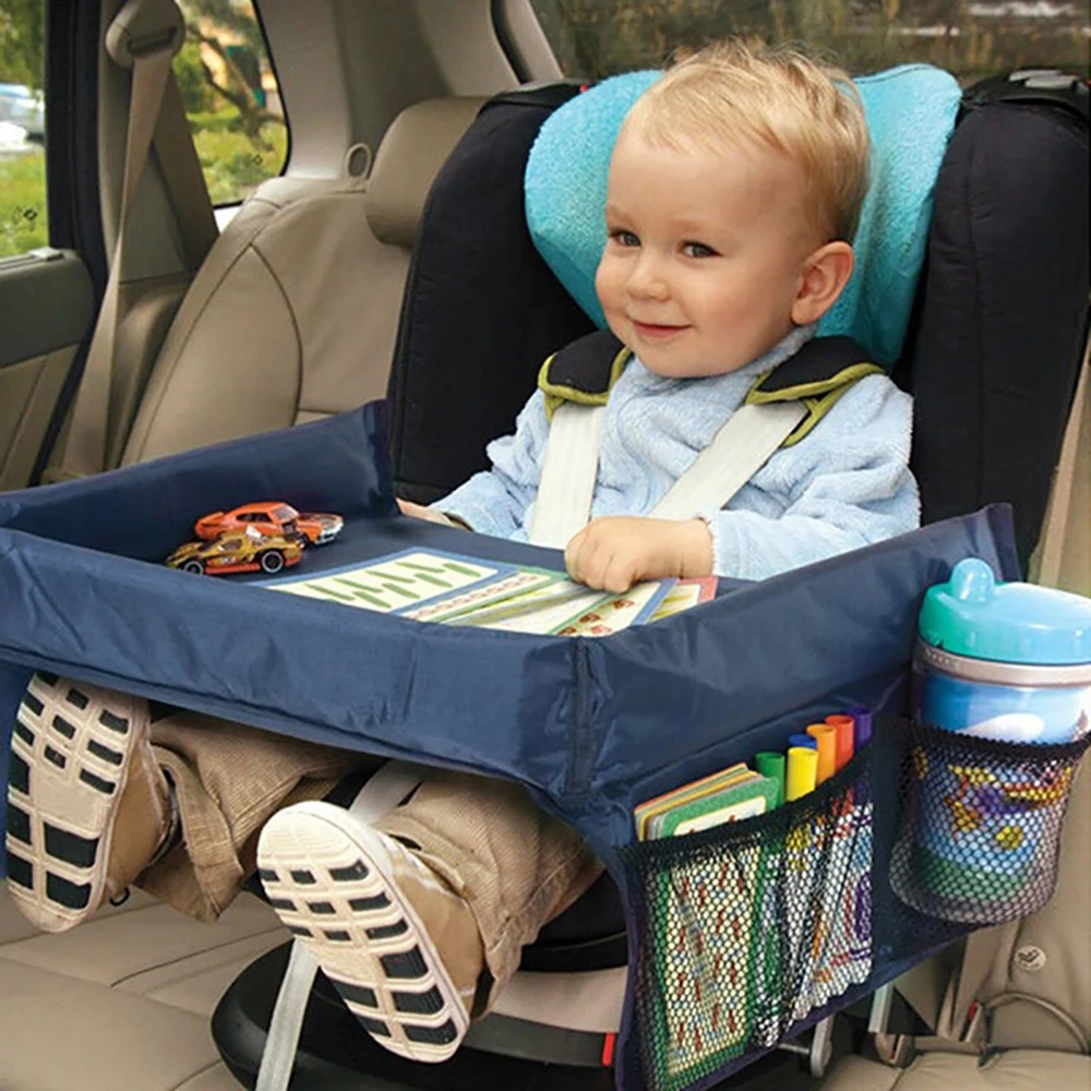 

ODOMY Car Kids Waterproof Seat Tray Storage Baby Infant Rear Table Safety Chairs Portable Children Booste Auto Travel Desk