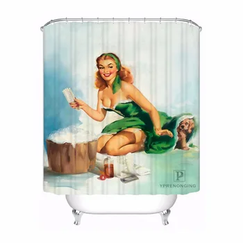 

Custom Sexy Sleeping Beauty Pin Up Girl Bath Curtain Bathroom Mildewproof Waterproof Polyester Shower Curtain#180417-04-43