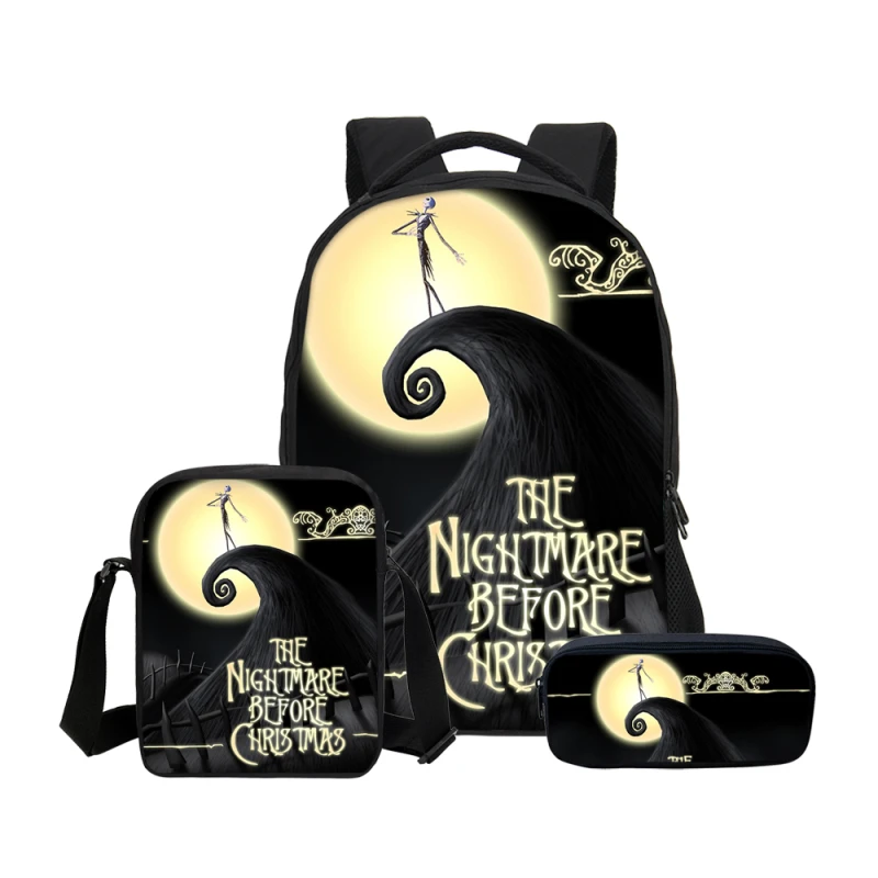 

Hynes Eagle Brand Designer Cartoon Anime Nightmare Before Christmas Prints Backpacks Pencil Case 3Pcs/Set Portfolio School Bags