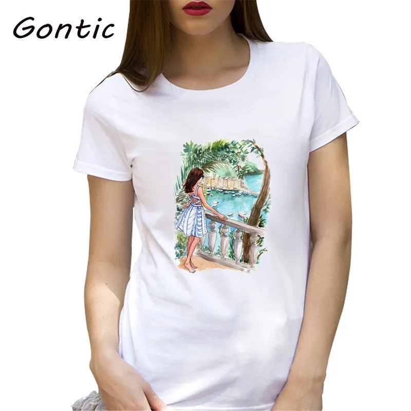 

Women T Shirt Short Sleeve summer tops holidays print Floral Casual Female tshirt female vintage tee ladies kawaii street wear