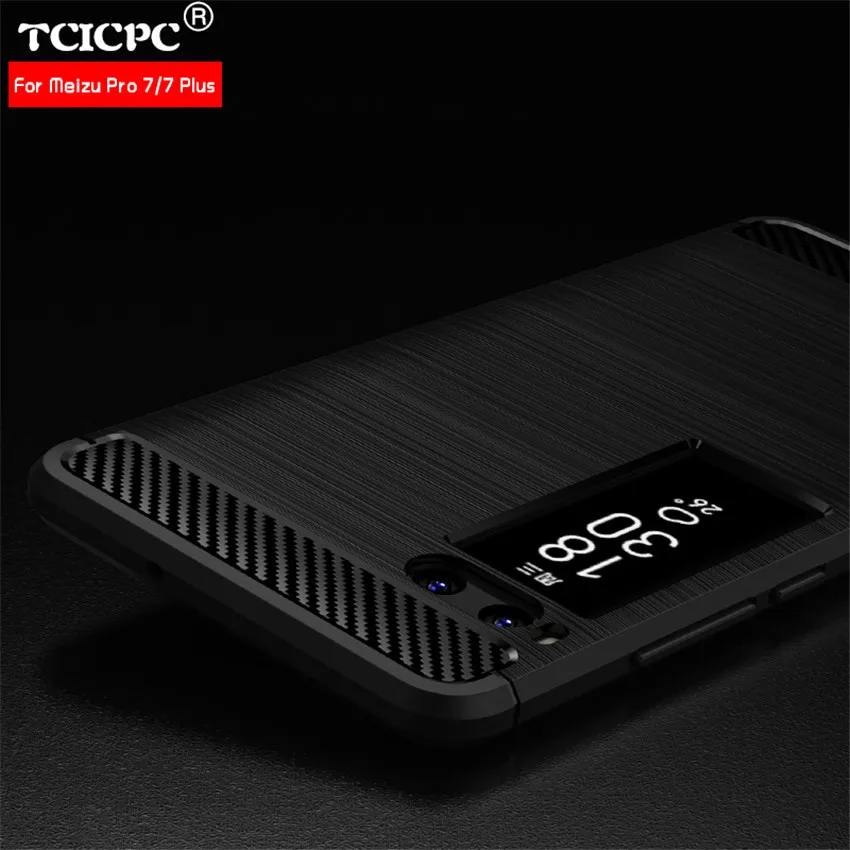 

TCICPC Case For Meizu Pro 7 Case Original Luxury Ultra Thin Carbon Fiber Soft Silicone TPU Back Cover For Meizu Pro 7 Plus Pro7