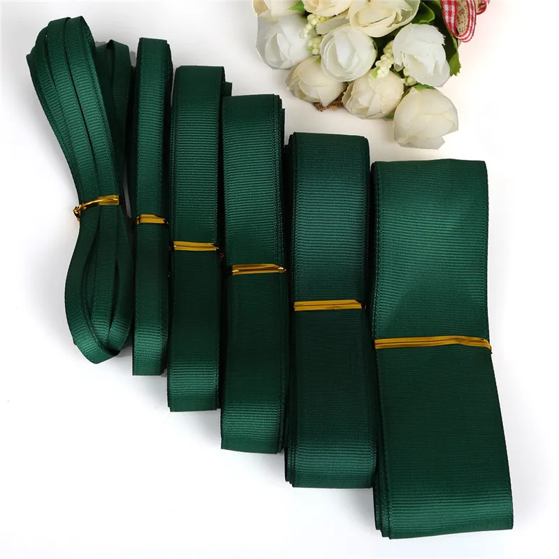 

5 yards/lot High Quality Dark Green Threaded Grosgrain Ribbon For Wedding Party Christmas Decoration DIY Gift Craft Wrapping