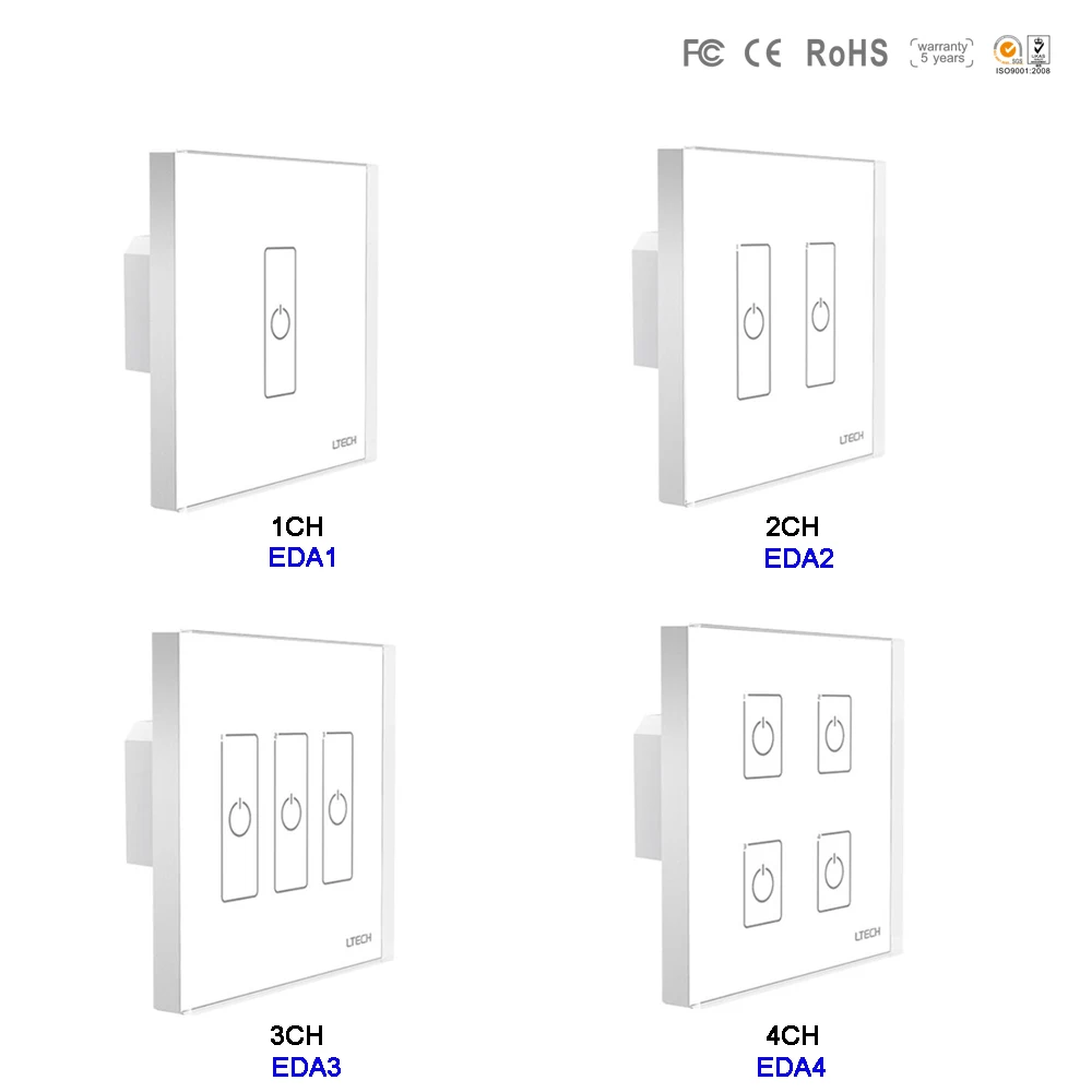 LTECH настенное крепление DALI Touch панель 1CH 2CH 3CH 4CH управление переключатель диммер контроллер светодиода EDA1 EDA2 EDA3 EDA4 автобус Питание Мощность