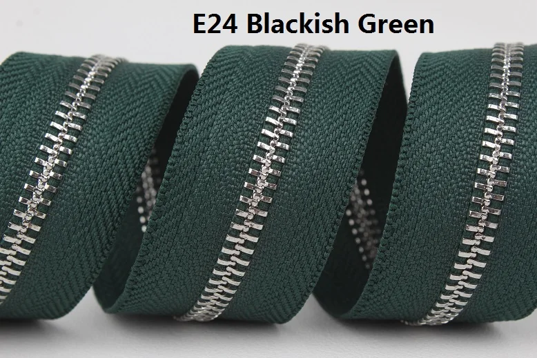 5# черный темно-синий порошок голубой бирюзовый зеленый военный черно-зеленый двойной слайдер sivler молния рулон 2 способа молнии - Цвет: E24 Blackish Green