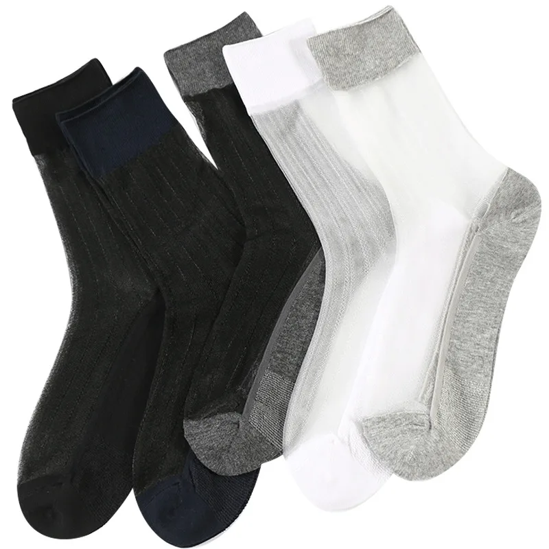 Модные мужские летние ультратонкие шелковые носки из чистого хлопка, 5 пар/партия, красивые мужские деловые Мокасины с отверстиями, чистый белый цвет, Sokken - Цвет: each color 1 pair