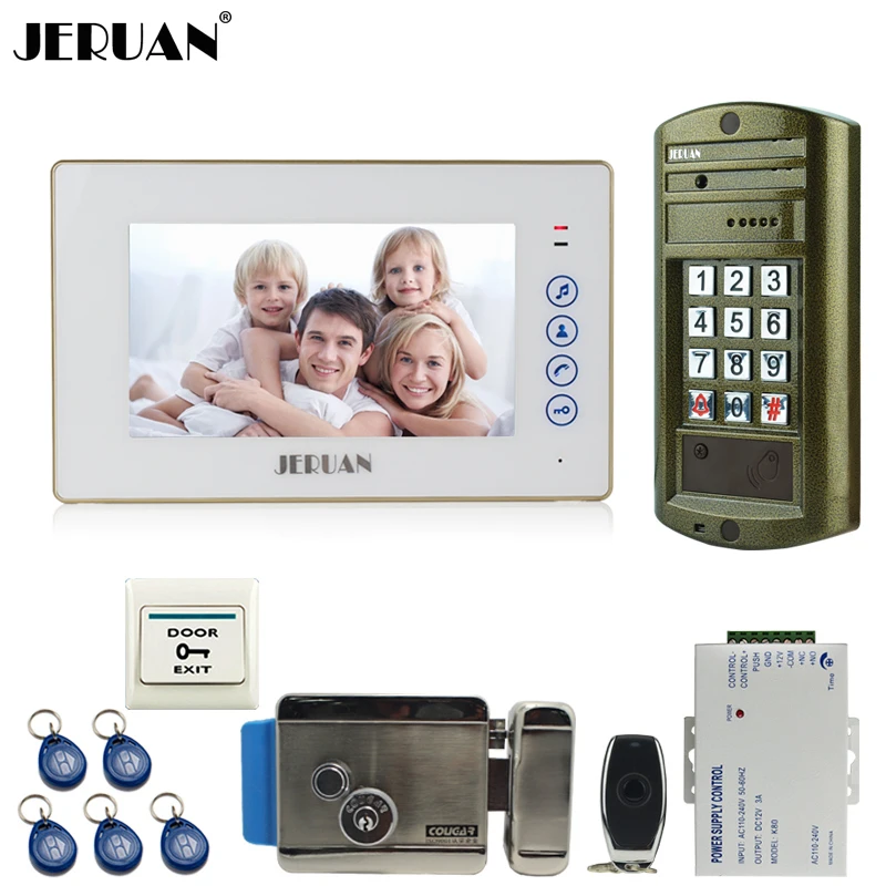 

Home 7`` Video Door Phone Intercom System kit Metal panel Waterproof Password Keypad HD IR Mini Camera +ELectric Control lock
