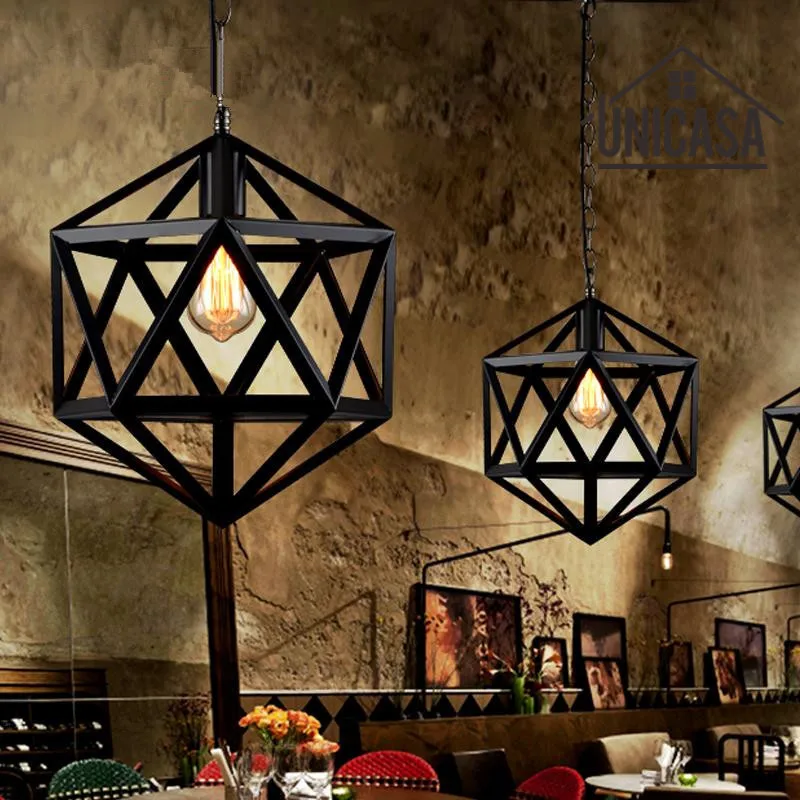 Wrought Iron Pendant Lights Vintage Industrial Lighting Office Hotel Kitchen Island LED Black Light Antique Pendant Ceiling Lamp