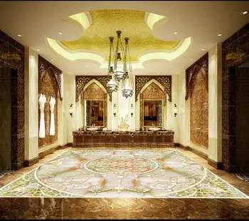 

European 3d floor marble pattern custom living room 3d flooring painting wallpaper non-slip self-adhesive waterproof floors