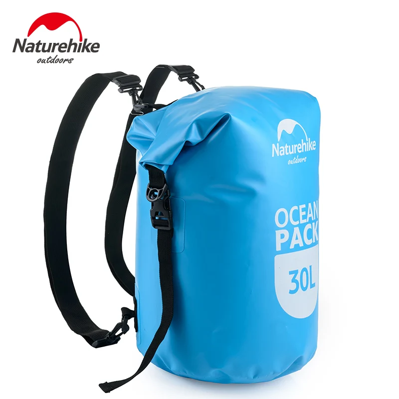 Naturehike 20L 30L en forma de barril lona Trekking a la deriva sello Rafting doble bolsa correas océano paquete bolsa impermeable bolsa seca al aire libre