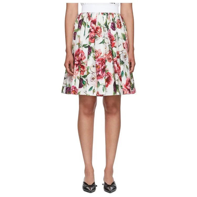Женская Повседневная мини-юбка с высокой талией и цветочным принтом в стиле ретро, большие размеры 3XS-10XL