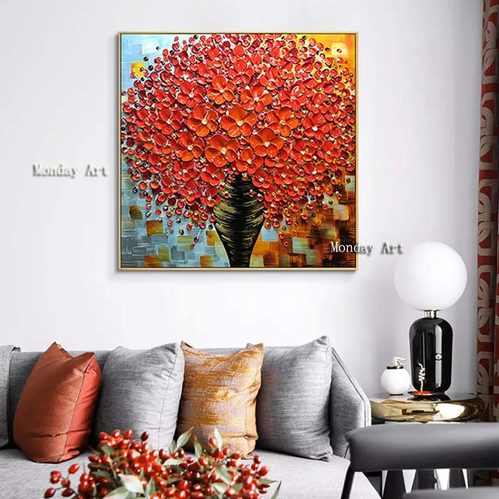 PP Special-gift-Modren-Handmade-abstract-thick-oil-red-flowers-trees-Home-Decor-Wall-Arts-Oil-Painting (2)