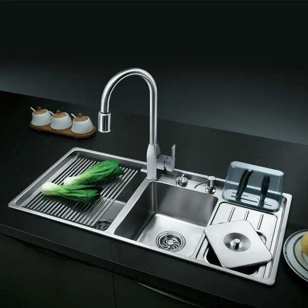 OPPEIN 19 Gauge Stainless Steel Triple Bowel Kitchen Sink with Faucet